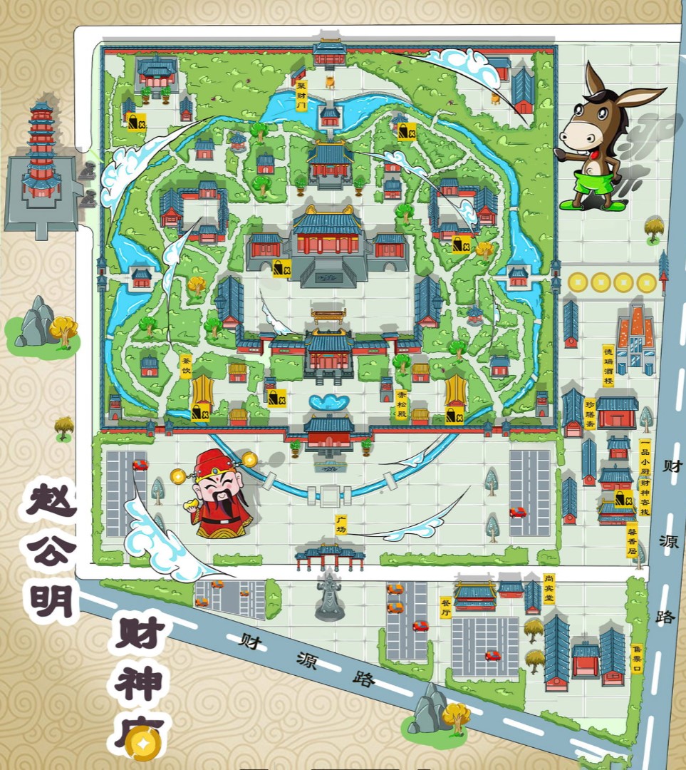 阜南寺庙类手绘地图